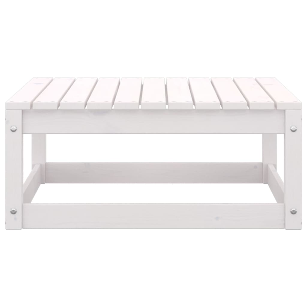 vidaXL Patio Footstools with Cushions 2 pcs White Solid Wood Pine-4