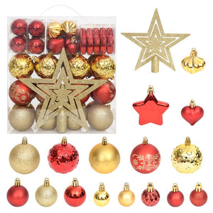 vidaXL Christmas Bauble Set Christmas Ball Ornament Decorative Bauble 65 Piece-7