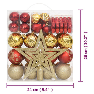 vidaXL Christmas Bauble Set Christmas Ball Ornament Decorative Bauble 65 Piece-9