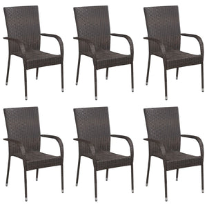 vidaXL Patio Dining Set 7 Piece Patio Dining Table and Chairs Poly Rattan-5