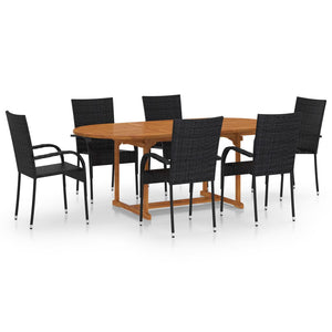 vidaXL Patio Dining Set 7 Piece Patio Dining Table and Chairs Poly Rattan-13