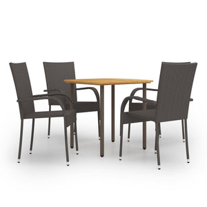 vidaXL Patio Dining Set Dining Table and Chairs Furniture Set Poly Rattan-50