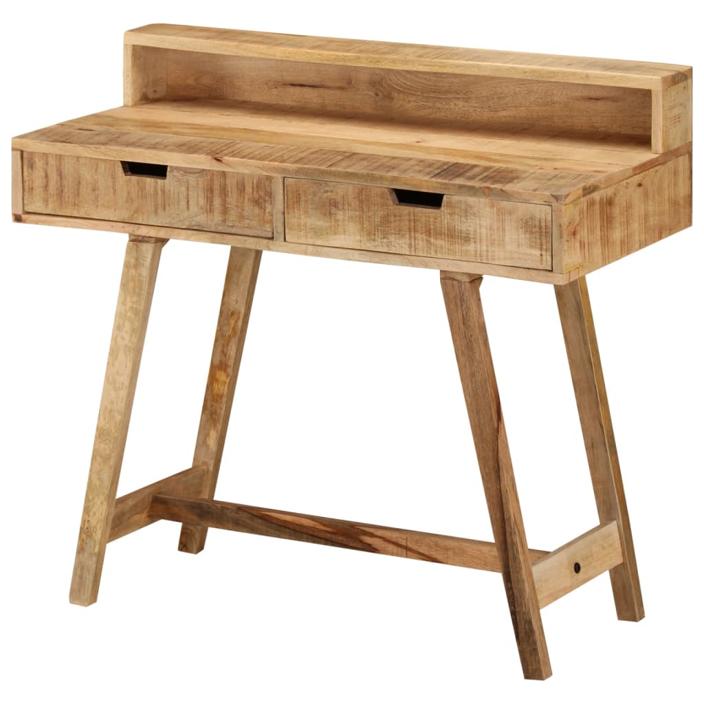 vidaXL Desk 39.4"x17.7"x35.4" Solid Rough Mango Wood-11