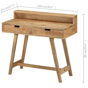 vidaXL Desk 39.4"x17.7"x35.4" Solid Rough Mango Wood-9