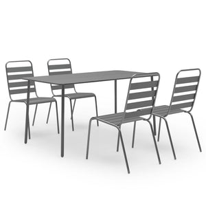 vidaXL Patio Dining Set Table and Chair Patio Furniture Set Steel Dark Gray-2
