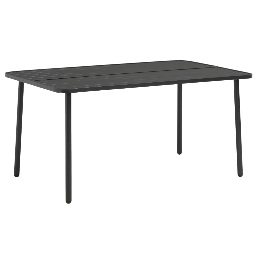 vidaXL Patio Dining Set Table and Chair Patio Furniture Set Steel Dark Gray-4