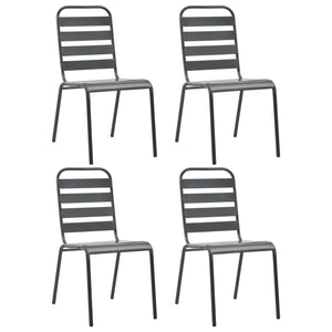 vidaXL Patio Dining Set Table and Chair Patio Furniture Set Steel Dark Gray-14