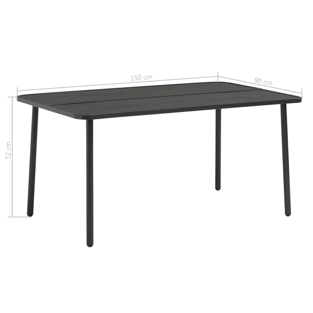 vidaXL Patio Dining Set Table and Chair Patio Furniture Set Steel Dark Gray-7