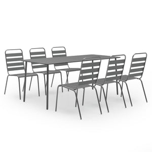 vidaXL Patio Dining Set Table and Chair Patio Furniture Set Steel Dark Gray-8