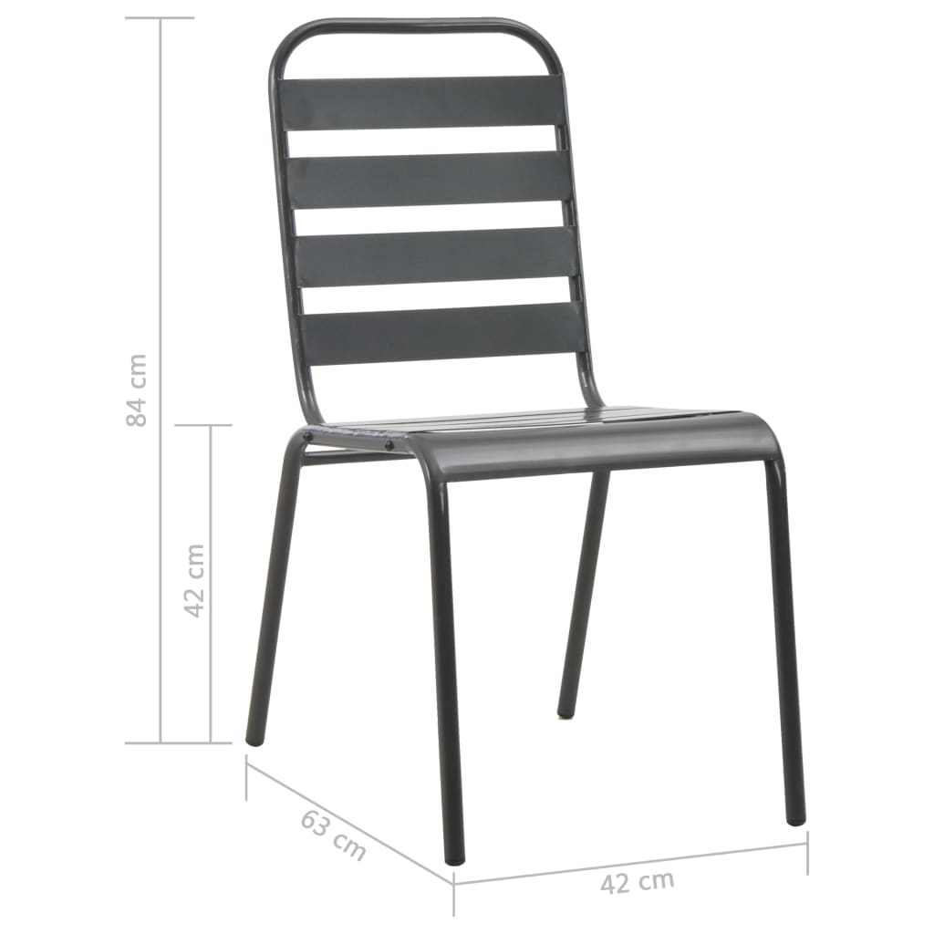 vidaXL Patio Dining Set Table and Chair Patio Furniture Set Steel Dark Gray-15