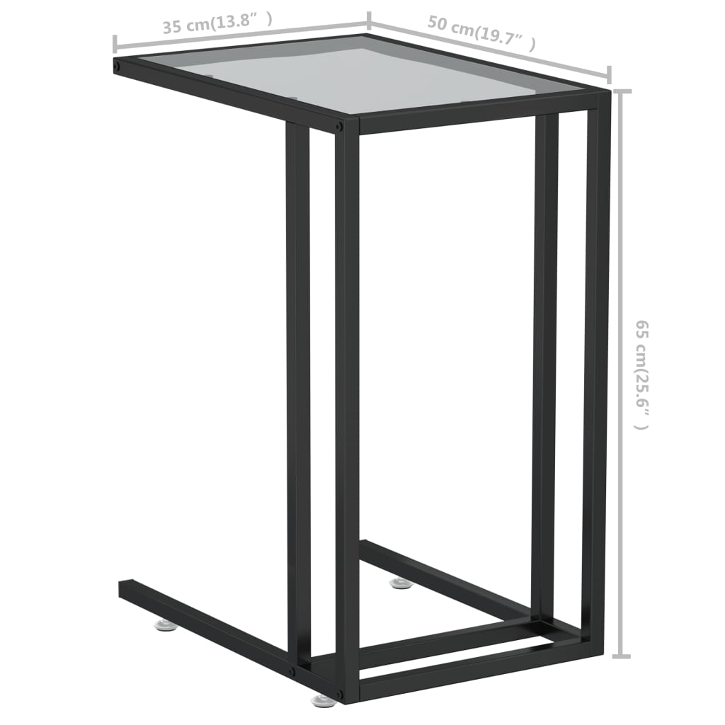 vidaXL Computer Side Table Accent C Shaped End Table Marble Tempered Glass-8
