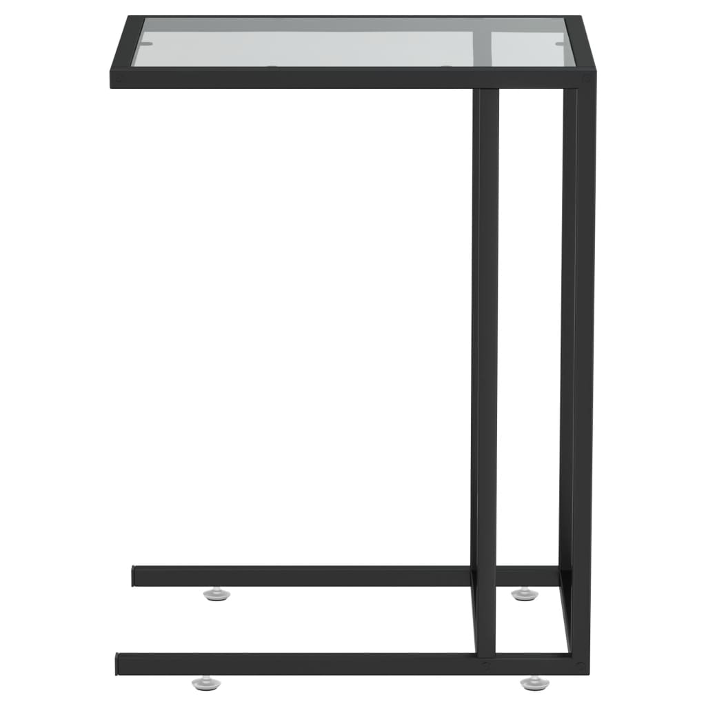 vidaXL Computer Side Table Accent C Shaped End Table Marble Tempered Glass-12
