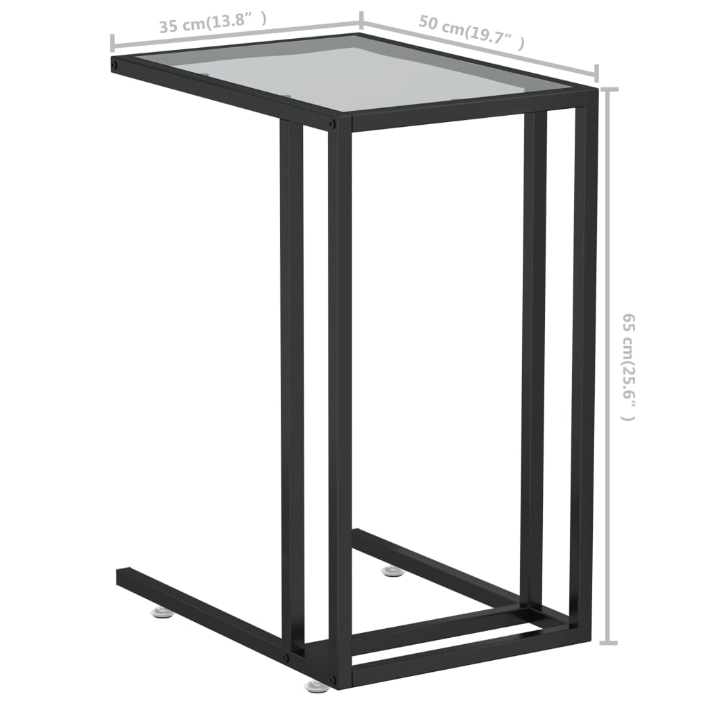 vidaXL Computer Side Table Accent C Shaped End Table Marble Tempered Glass-21