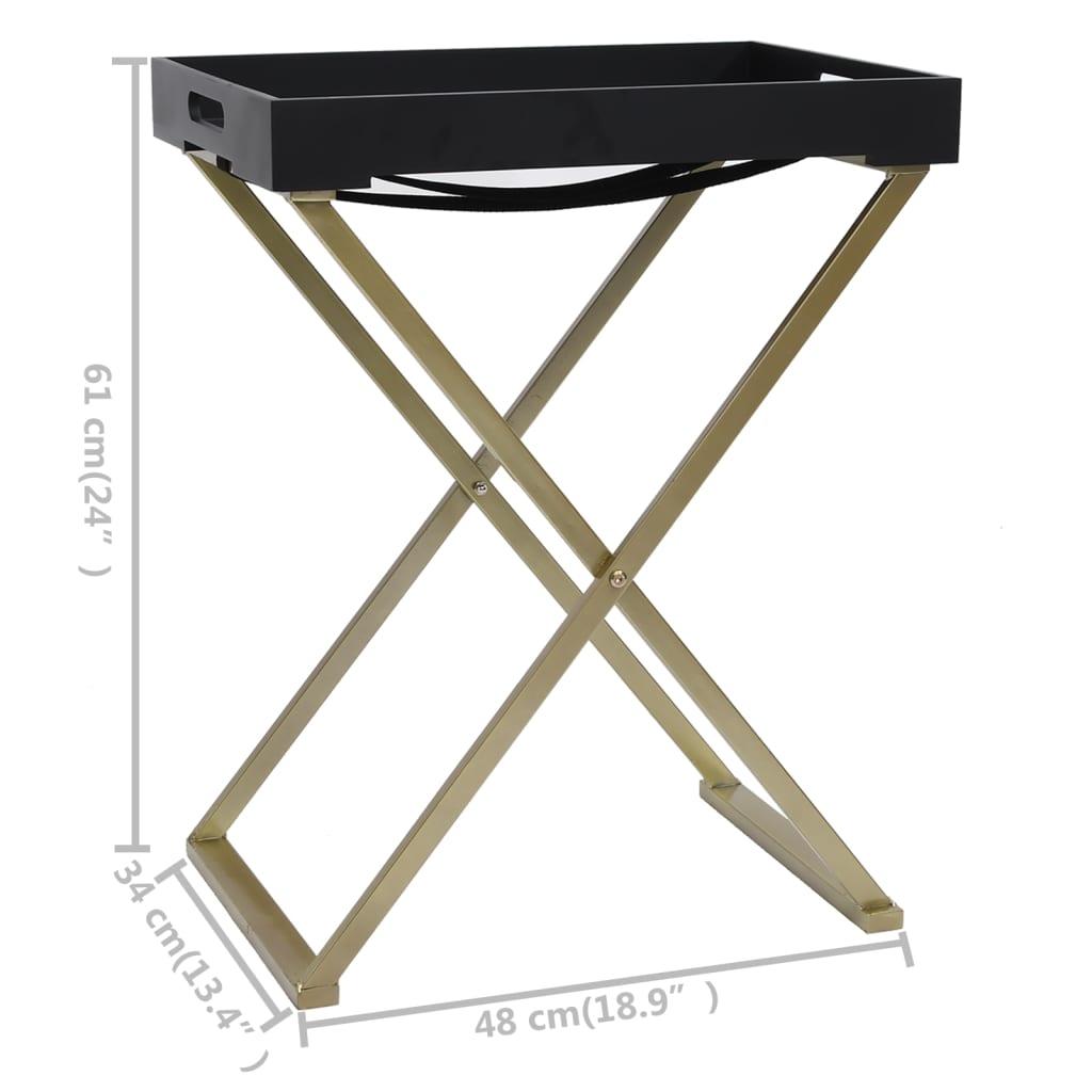 vidaXL Folding Table Accent Foldable End Table with Iron Frame Gold and MDF-0