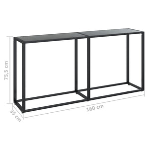 vidaXL Console Table Accent Side Table with Steel Frame Black Tempered Glass-7