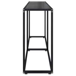 vidaXL Console Table Accent Side Table with Steel Frame Black Tempered Glass-5