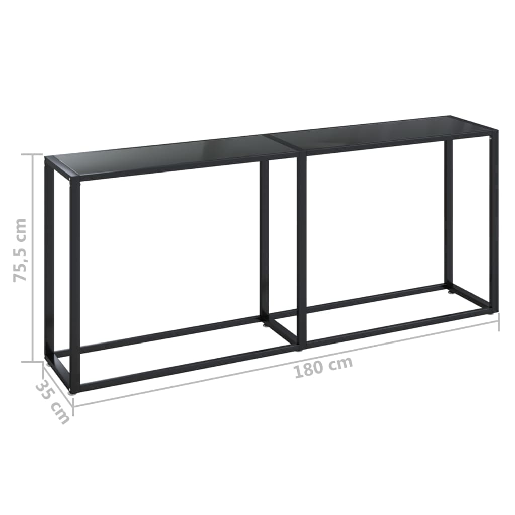 vidaXL Console Table Accent Side Table with Steel Frame Black Tempered Glass-13