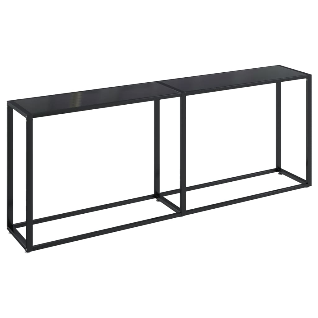 vidaXL Console Table Accent Side Table with Steel Frame Black Tempered Glass-21