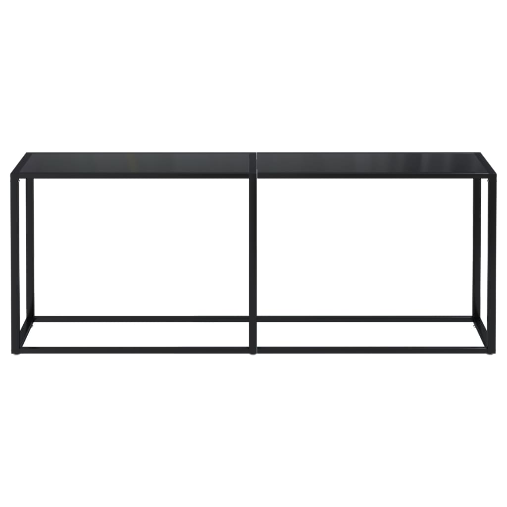 vidaXL Console Table Accent Side Table with Steel Frame Black Tempered Glass-33