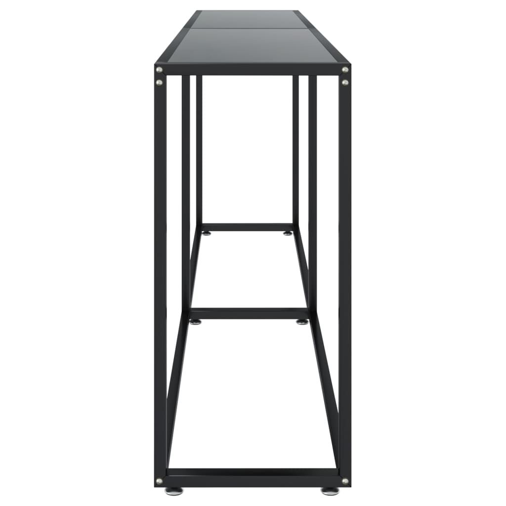 vidaXL Console Table Accent Side Table with Steel Frame Black Tempered Glass-37