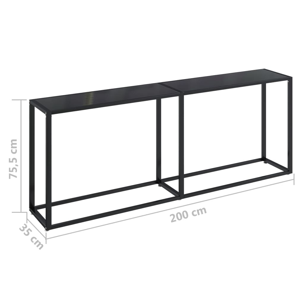 vidaXL Console Table Accent Side Table with Steel Frame Black Tempered Glass-8