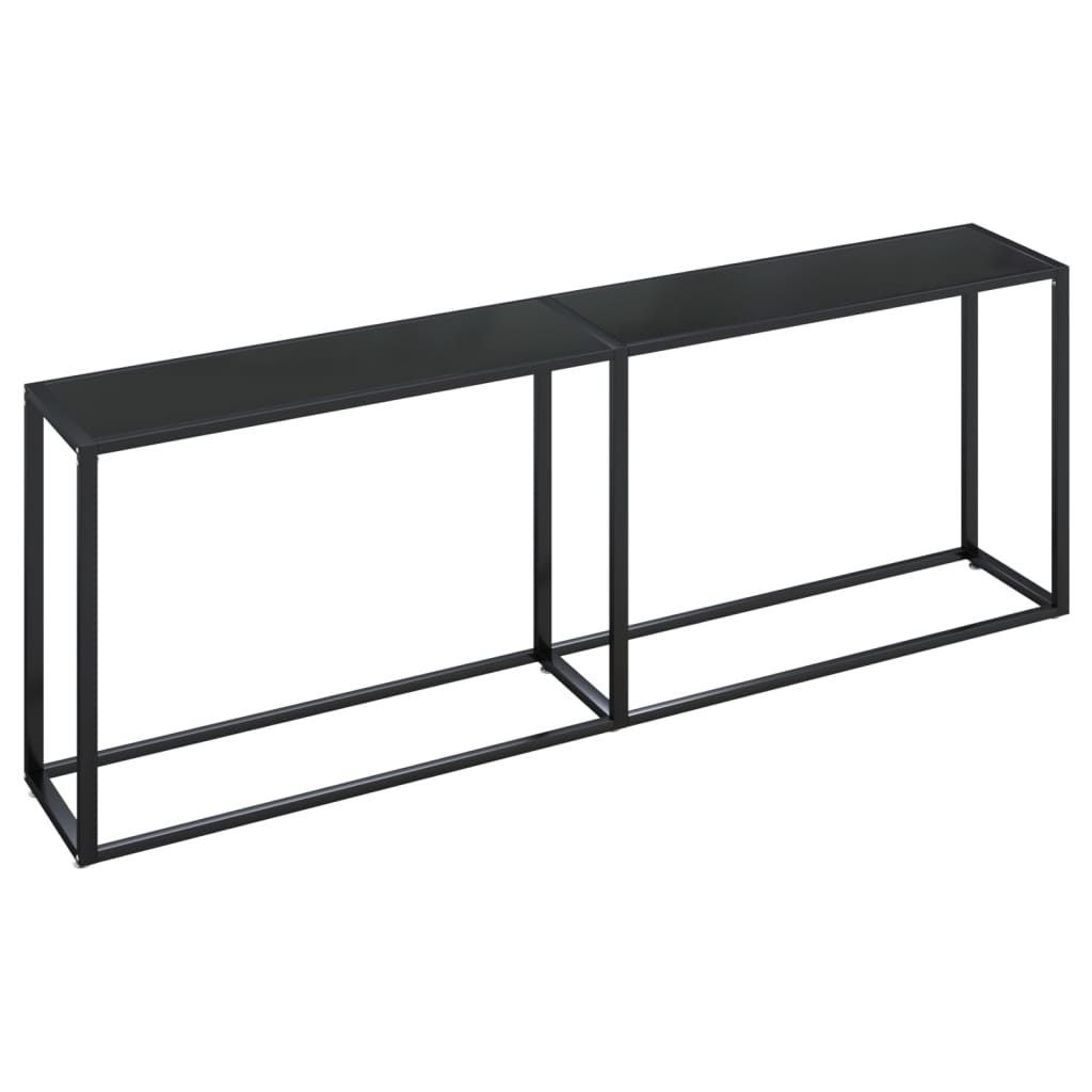 vidaXL Console Table Accent Side Table with Steel Frame Black Tempered Glass-16