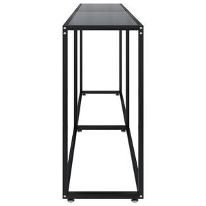 vidaXL Console Table Accent Side Table with Steel Frame Black Tempered Glass-32