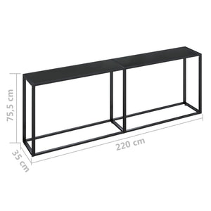 vidaXL Console Table Accent Side Table with Steel Frame Black Tempered Glass-24