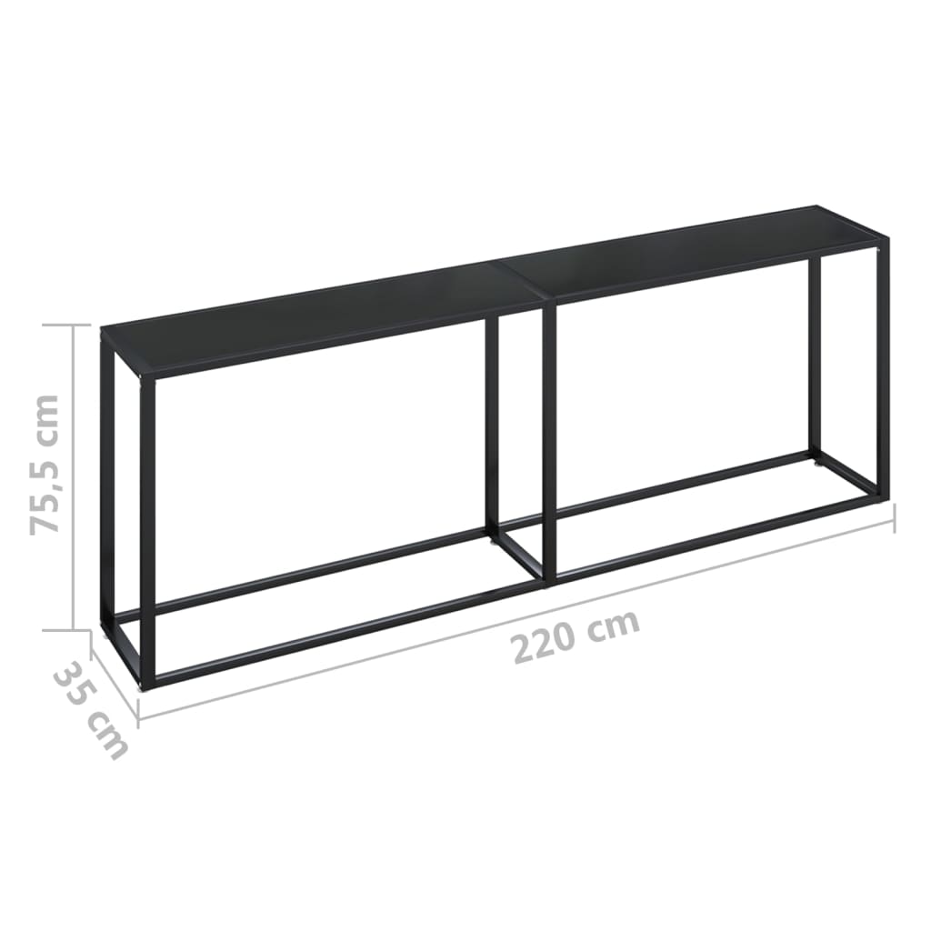 vidaXL Console Table Accent Side Table with Steel Frame Black Tempered Glass-40