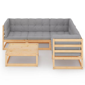 vidaXL Patio Furniture Set 6 Piece Outdoor Sectional Sofa Solid Wood Pine-2