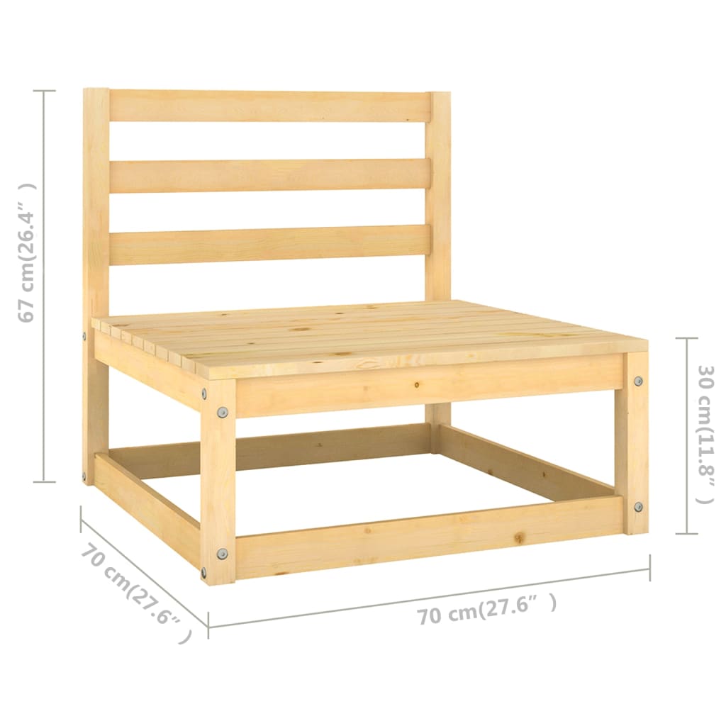 vidaXL Patio Furniture Set 6 Piece Outdoor Sectional Sofa Solid Wood Pine-46