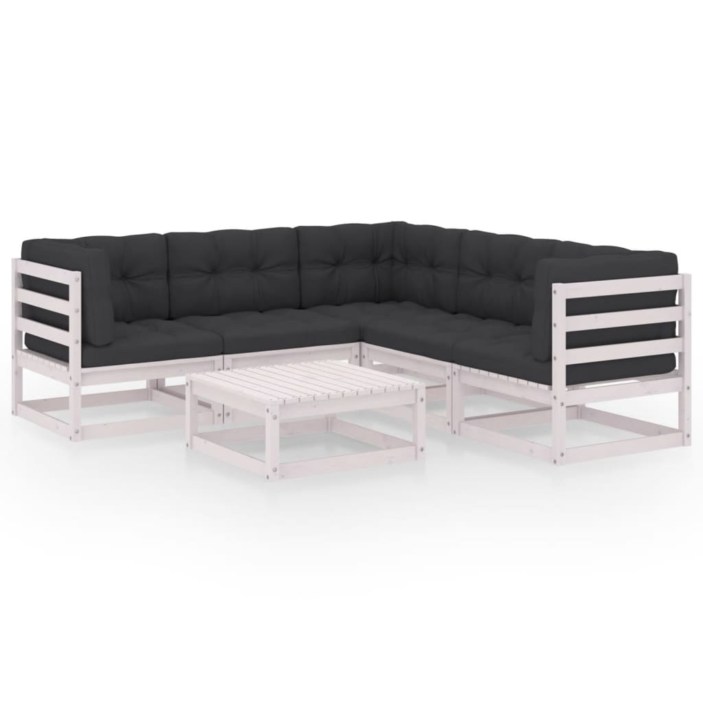 vidaXL Patio Furniture Set 6 Piece Outdoor Sectional Sofa Solid Wood Pine-27