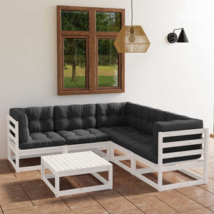 vidaXL Patio Furniture Set 6 Piece Outdoor Sectional Sofa Solid Wood Pine-32