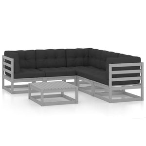 vidaXL Patio Furniture Set 6 Piece Outdoor Sectional Sofa Solid Wood Pine-14