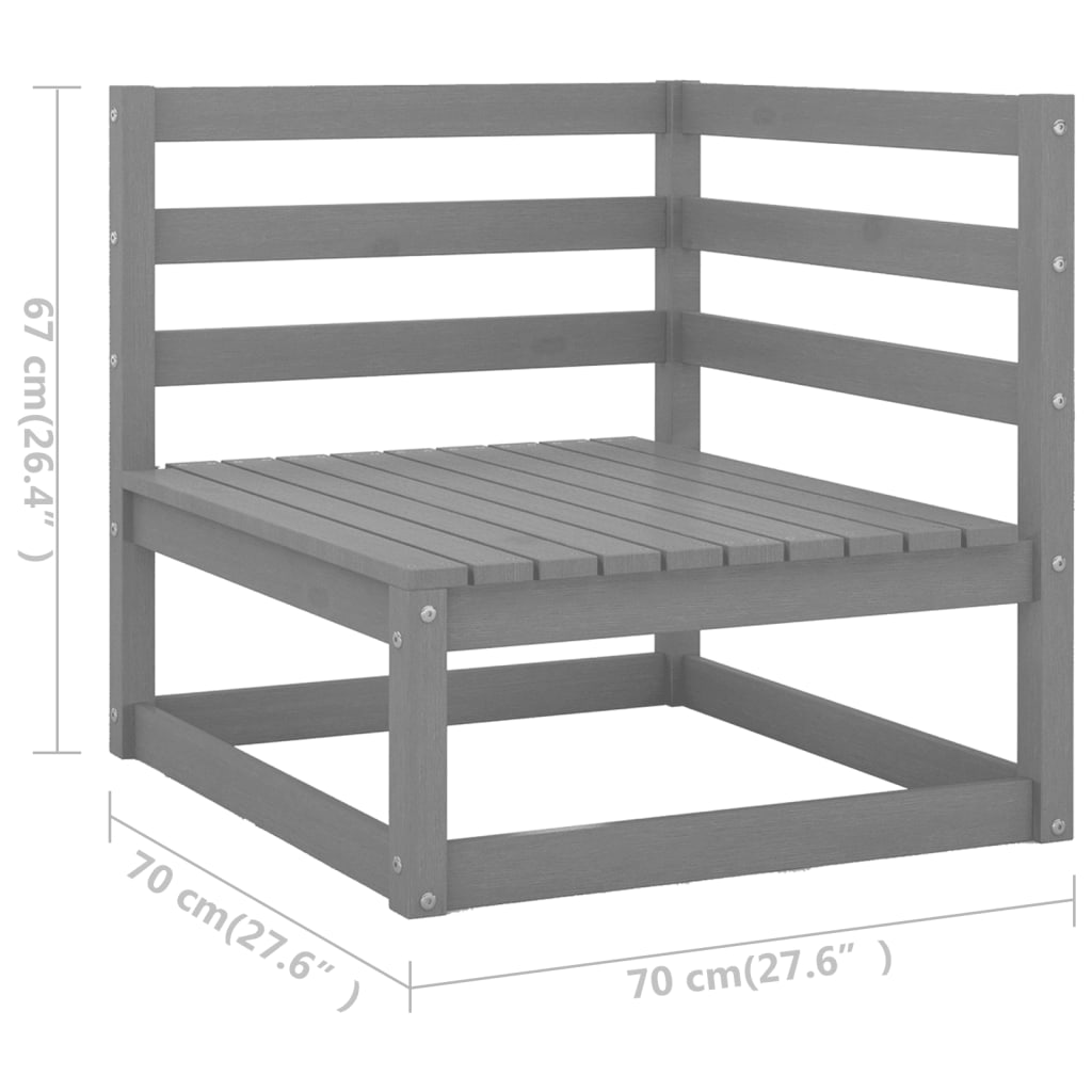 vidaXL Patio Furniture Set 6 Piece Outdoor Sectional Sofa Solid Wood Pine-43