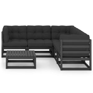 vidaXL Patio Furniture Set 6 Piece Outdoor Sectional Sofa Solid Wood Pine-42