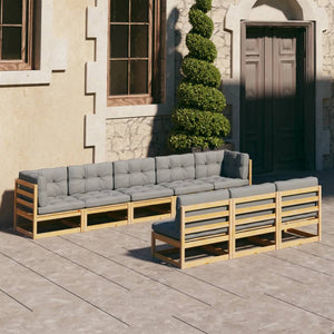 vidaXL Patio Furniture Set 8 Piece Sofa Set with Cushions Solid Wood Pine-13