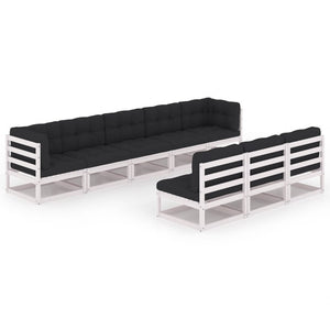 vidaXL Patio Furniture Set 8 Piece Sofa Set with Cushions Solid Wood Pine-20