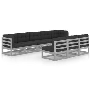 vidaXL Patio Furniture Set 8 Piece Sofa Set with Cushions Solid Wood Pine-8