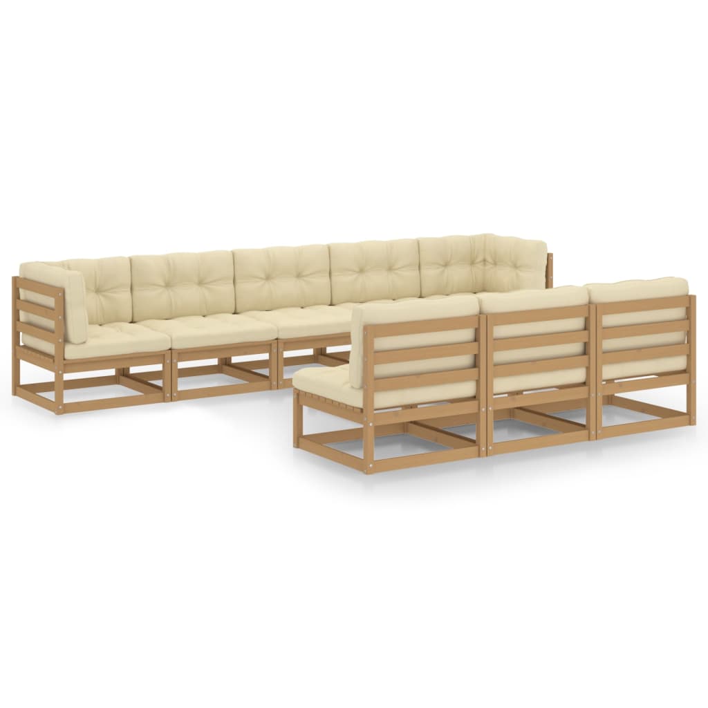 vidaXL Patio Furniture Set 8 Piece Sofa Set with Cushions Solid Wood Pine-14