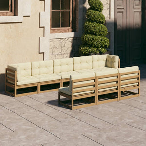 vidaXL Patio Furniture Set 8 Piece Sofa Set with Cushions Solid Wood Pine-15