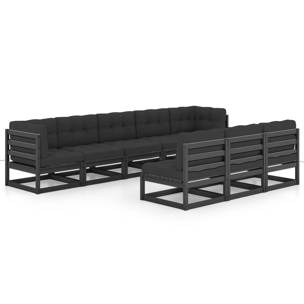 vidaXL Patio Furniture Set 8 Piece Sofa Set with Cushions Solid Wood Pine-1