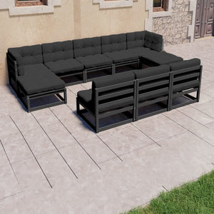 vidaXL Patio Furniture Set 8 Piece Sofa Set with Cushions Solid Wood Pine-19