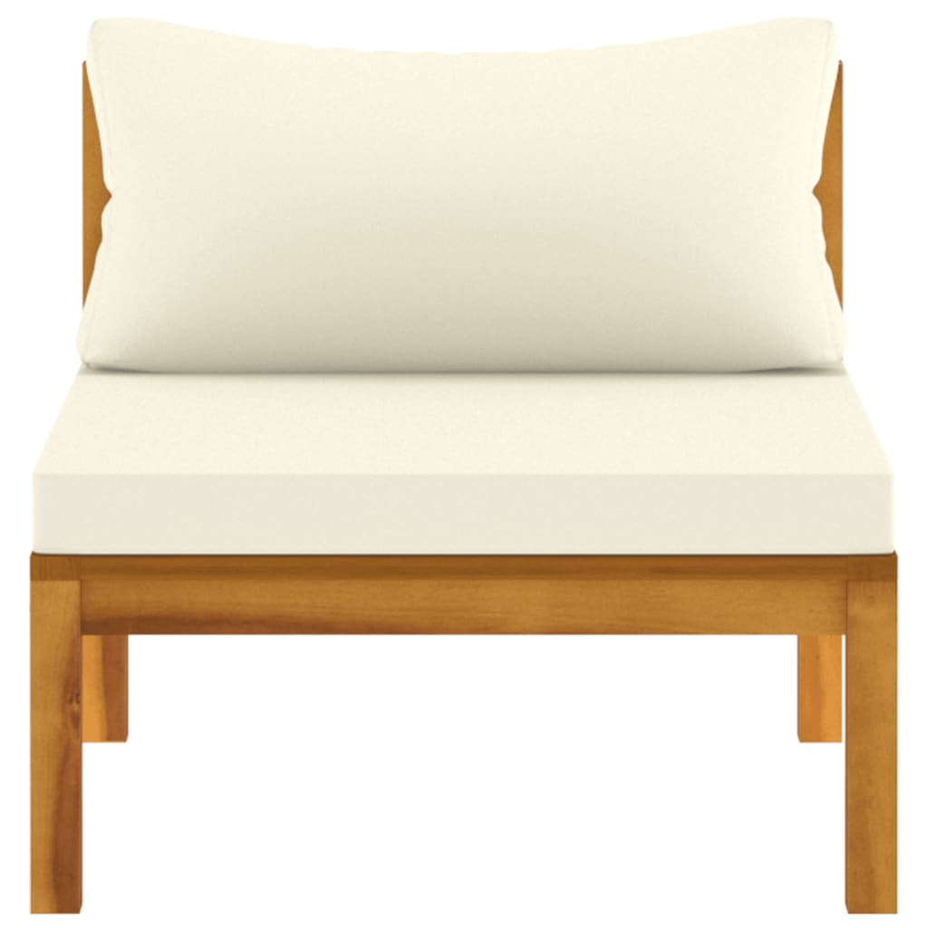 vidaXL 2 Piece Sofa Set with Cream White Cushions Solid Acacia Wood-20