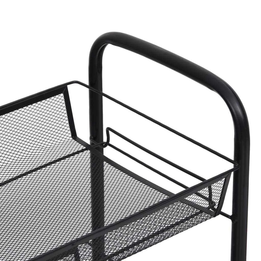 vidaXL Kitchen Trolley Rolling Storage Utility Cart with Mesh Baskets Iron-8