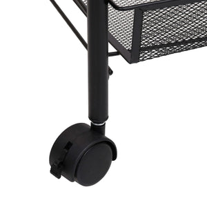vidaXL Kitchen Trolley Rolling Storage Utility Cart with Mesh Baskets Iron-14