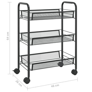 vidaXL Kitchen Trolley Rolling Storage Utility Cart with Mesh Baskets Iron-50