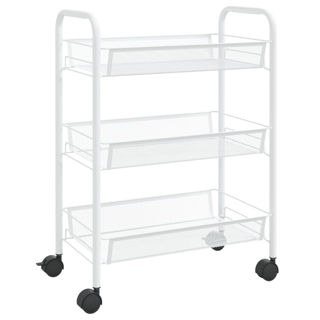 vidaXL Kitchen Trolley Rolling Storage Utility Cart with Mesh Baskets Iron-23