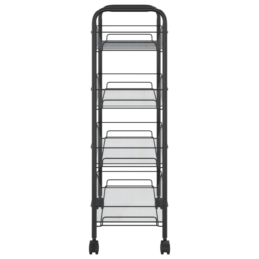 vidaXL Kitchen Trolley Rolling Storage Utility Cart with Mesh Baskets Iron-15