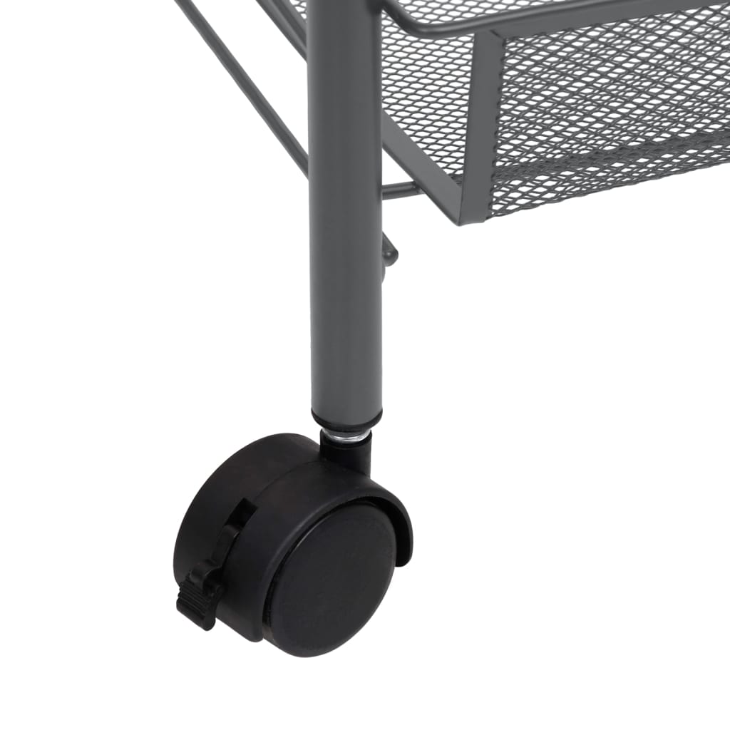 vidaXL Kitchen Trolley Rolling Storage Utility Cart with Mesh Baskets Iron-0